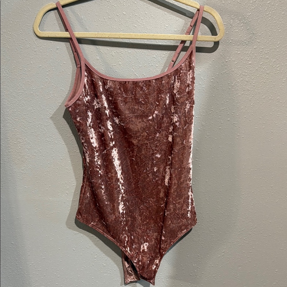 Free People Pink Velvet Bodysuit